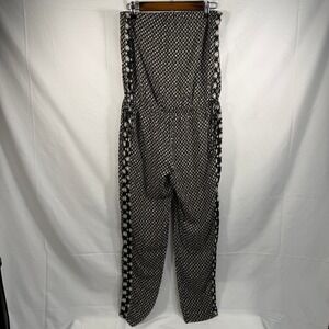Zara Trafaluc Jumpsuit Size M Strapless Geometric Print Casual‎ Black